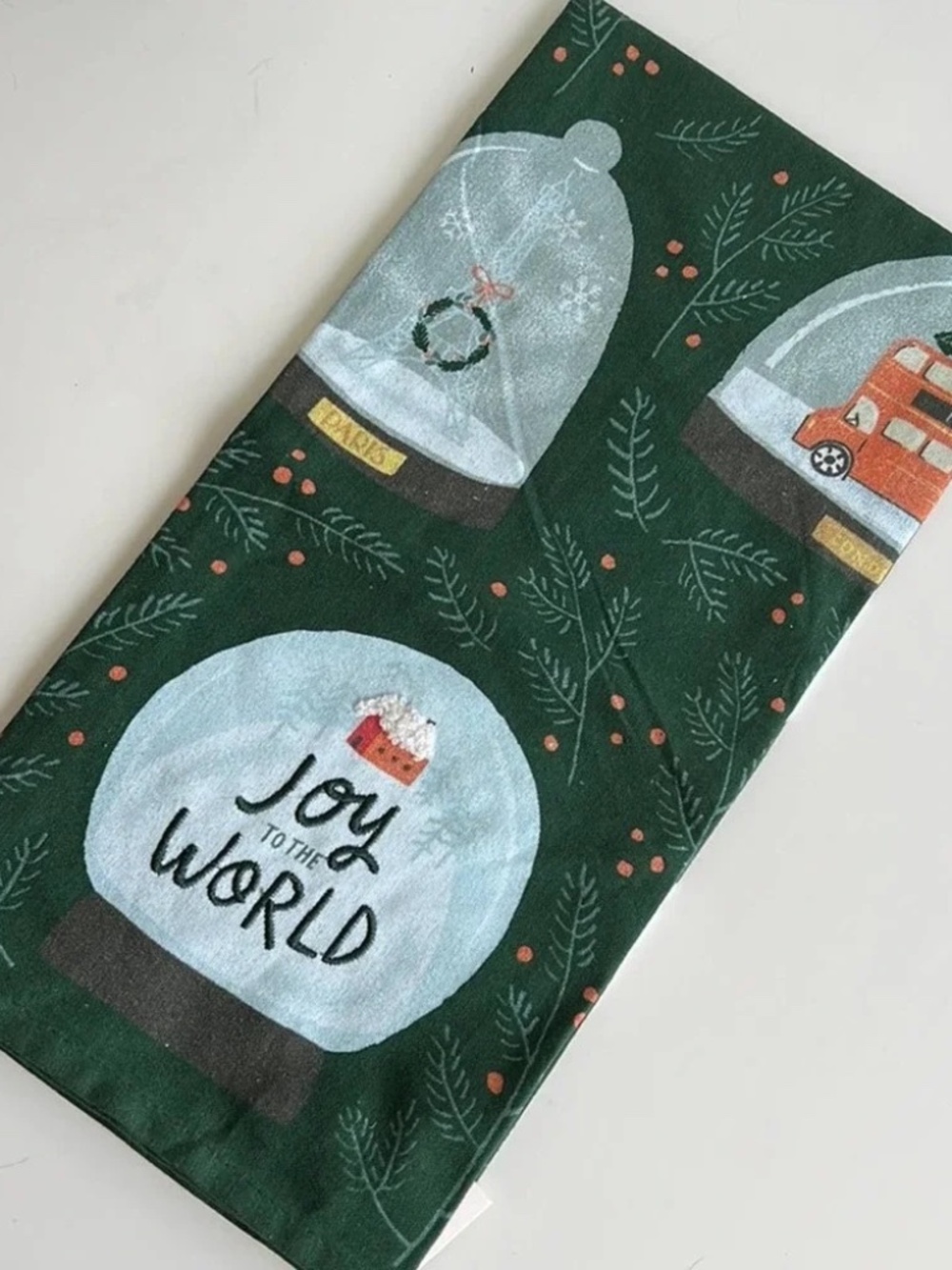 Anthropologie 2024 Holiday Joy To The World Dish Towel, NWT